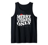 Matching family Christmas Merry Vibes Only Santa Hat Snow Tank Top