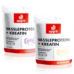 2-pack Upgrit Vassleprotein + kreatin, 2 x 1100 gram, Vanilj & Skogsbär