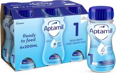 Aptamil 1 First Infant Baby Milk Ready to Use Formula 200ml - Pack of 6