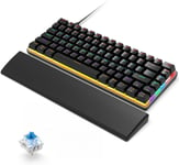 AK33 Blue Switch Rainbow Backlit Keyboard + Wrist Rest Black