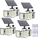 Lot De 4 Lampes Solaires D'extérieur Avec Détecteur De Mouvement 348 Led Avec Détecteur De Mouvement 3 Modes/Ip67, Angle D'éclairage De 270 °, Lumière Froide