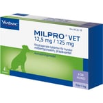 Virbac Milpro Vet 12,5 mg/125 mg Avmaskningsmedel för hundar 4 tabletter