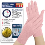 Doctor Developed Compression Gloves for Men & Women With Doctor Handbook - Arthritis Gloves for Women - Carpal Tunnel & Raynauds Gloves for Men - Hand Support for Arthritis Pain Relief (S, Pink)