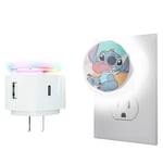 Disney Lilo and Stitch Light- Touch LED Night Light with USB Charging- LED Nightlight with 6 Light Settings, USB 2.0 and Type C Ports- Lilo and Stitch Gifts for Girls, Adults and Fans of Stitch Stuff…