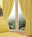 BELLIS YELLOW 66 X 54 PENCIL PLEAT READY MADE CURTAINS FLORAL GREEN BLUE DAISY 