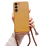 Alihtte Coque pour Samsung Galaxy S21 Plus 5G avec Cordon de Collier, Coque Mince Silicone TPU Bumper Etui Housse Cordon Réglable Téléphone Portable Lanyard Case pour Galaxy S21 Plus Brun