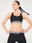 UNDER ARMOUR Womens Training Heat Gear Armour Mid Branded - Black/White, Black, Size Xl, Women