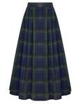 SCARLET DARKNESS Jupe longue Renaissance à carreaux taille élastique pour femme Style victorien Cosplay, Plaid bleu vert, XXL