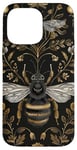 Coque pour iPhone 14 Pro Max Beau motif abeilles et fleurs noires