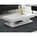 Vente-unique Table basse ARAMIS avec rangements - MDF laqué blanc