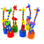 Figurines De Girafe À Bascule En Bois, 1 Pièce, Personnage De Dessin Animé Amusant, Roman Mignon, Support De Danse, Animaux Colorés, Jouets Pour Enfants, Cadeau Pour La Journée De L'enfance