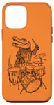 Coque pour iPhone 12 mini Crocodile jouant de la batterie en forme de crocodile, percussion, reptile