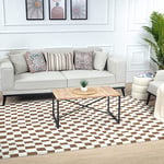 Livabliss Pula Tapis Géométrique Scandinave à Damier - Grand Tapis Salon, Salle à Manger, Chambre, Cuisine - Tapis Design Boheme Chic Damier, Berbere Moderne, Tapis Poil Court 200x275cm - Ivoire