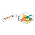 iDesign range couvert, casier rangement plastique de taille moyenne & range couvert, extra-petit casier rangement plastique, rangement tiroir pour couverts et divers ustensiles, transparent