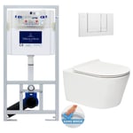 Pack wc Bâti-support + wc sans bride sat Brevis + Abattant ultra-fin softclose + Plaque blanche (ViConnectBrevis-2) - Villeroy&boch