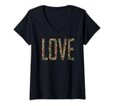 Womens Flower Floral Valentines Message of Love V-Neck T-Shirt