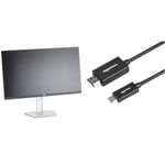 Dell S2722QC USB-C 27 Inch 4K UHD (3840x2160) Monitor, 60Hz, IPS, 4ms & Amazon Basics USB-C to HDMI adapter cable, aluminum, Thunderbolt 3 compatible, 4K at 60 Hz, 1.83 metres, Black