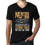 Homme Tee-Shirt Col V Des Motards De Légende Depuis 1953 - Motorcycle Legendary Riders Since 1953 - 71 Ans T-Shirt Graphique Idée Cadeau 71e Anniversaire Vintage Année 1953 Nouveauté