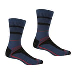 Regatta Mens Samaris 3 Season Socks (Pack of 2) (Dark Denim/Orange/Black) - Navy/Blue - Size UK 9-12