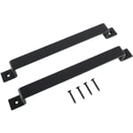 Jn.songs - Lot de 2 Poignée de Porte Coulissante, Poignée de Porte pour Grange Placard Armoire Cuisine Meuble en Acier avec Vis Noir (30cm)