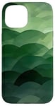 Coque pour iPhone 15 Échelles dégradées vert foncé avec effet aquarelle