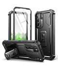 Dexnor pour Coque Samsung Galaxy S22 5G avec Protection d'écran intégrée Coque de Protection intégrale Antichoc à 360 degrés de qualité Militaire avec béquille - Noir