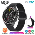 Lige-Montre Intelligente De Fitness Pour Homme,Extérieur,Positionnement Boussole,Contrôle D'accès Ndavid,Étanche Ip68,Montre Intelligente De Santé,400mah, - Type Mesh Belt Black