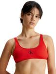 Calvin Klein Womens KW0KW01971 CK Monogram Bralette Bikini Top - Red - Size 10 UK