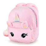 Hifot Licorne Sac à Dos pour Enfants, Mignon Cartable Rose Souple Maternelle Peluche Sac école Licorne Cadeaux pour Fille(Boule en Peluche: Couleur aléatoire)