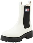 Tommy Jeans Femme Bottes Mid Boot Urban Chelsea Bottines, Ecru (Rich Cream), 37 EU