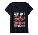 Womens Dragon Sorry Can't Dragons Bye V-Neck T-Shirt