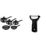 Tefal 5 Piece Origins Stone Pots and Pans set, Non Stick, Aluminium, Black, & OXO Good Grips Y Peeler