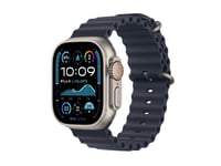 Apple Watch Ultra 2 - 49 Mm - Naturlig Titan - Smart Klocka Med Ocean-Armband - Fluorelastomer - Marin - Handledsstorlek: 130-200 Mm - 64 Gb - Lte, Wi-Fi 4, Uwb, Bluetooth - 4G - 61,4 G