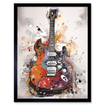 Electric Mandolin Guitar Instrument Modern Watercolour Illustration Art Print Framed Poster Wall Decor 12x16 inch