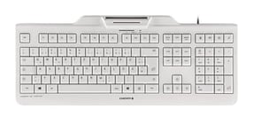 CHERRY KC 1000 SC USB AZERTY Belge Blanc - Claviers (Standard, Avec fil, USB, AZERTY, Blanc)