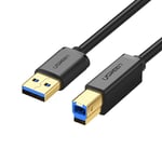 Ugreen USB-A 3.0 - USB-B -tulostinkaapeli, 5 Gbps, 1 m - musta