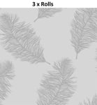 3 X Fawning Feather Grey Silver Metallic Shimmer Wallpaper Feature Wall Holden