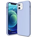 CANSHN Coque Silicone Compatible avec iPhone 12 et 12 Pro, [Toucher Soyeux] Protection complète du Corps Antichoc avec Doublure en Tissu Microfibre Doux - Bleu Clair