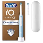 Oral-B iO3 Blue Ultimate Clean Electric Toothbrush, 1 Toothbrush Head, 1 Travel Case, Designed by Braun