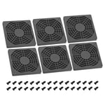 80mm Cooling Fan Filter with Screw, 6 Pack ABS Ventilator Grill Guard, Black