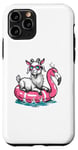 iPhone 11 Pro Funny Goat On Flamingo Floatie Summer Pool Party Vintage Case