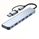 POLY POOL - PP4822 Hub USB 7 Ports Compact Répartiteur USB 7 Ports Aluminium Adaptateur USB Multiple