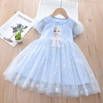 Barn Tjej Elsa Princess Fancy Dress Cosplay Kostym Födelsedagsfest Sundress Light blue 110cm