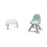 Smoby - Kid Table - Mobilier pour Enfant - Dès 18 Mois - Intérieur et Extérieur - Blanc - 880405 & Kid Chaise - Mobilier pour Enfant - Dès 18 Mois - Intérieur et Extérieur - Vert Sauge - 880109