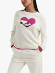 Chinti & Parker Wool and Cashmere Blend Snoopy Love Jumper, Cream/Berry