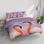 Italian Bed Linen "GOODNIGHT Duvet Cover Set, Digital Print, Microfiber, Flamingo, Double