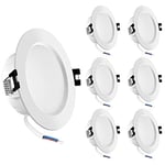 Eco.Luma 6W Spot Encastrable LED, Blanc Chaud 3000K IP44 étanche LED Plafonnier, AC 220-240V Downlight Spot de Plafond, Non Dimmable Plafonnier Rond Pour Salle de Bain, Cuisine, Lot de 6