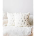 Set med 2 julsnöflinga-paljetter kuddfodral Kort plysch soffa kuddfodral Soffaöverdrag (2 st guld, 45 * 45 cm/18 * 18 tum) Silver