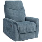 HOMCOM Fauteuil Relax Fauteuil inclinable Salon Fauteuil de Relaxation avec Repose-Pieds rétractable, Dossier réglable Manuel, Fonction à Bascule et pivotant, pour Chambre Bureau Home cinéma,Bleu