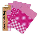 Décopatch C486O - Une pochette de 3 feuilles de papier imprimé 30x40 cm, Vichy, pois, rayé Rose